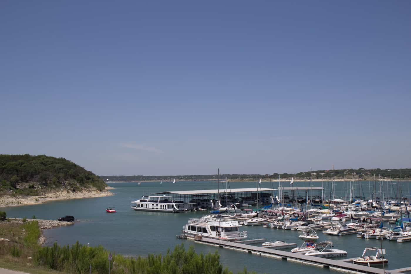 Canyon Lake Canyon Lake marina with houseboats, covered slips and sailboats